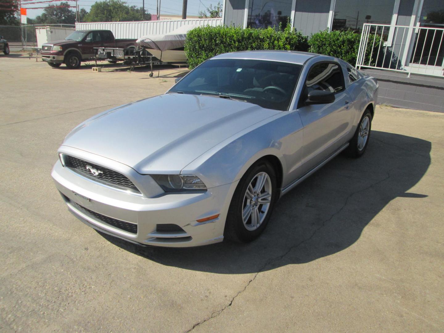 2014 SILVER /BLACK Ford Mustang V6 Coupe (1ZVBP8AM7E5) with an 3.7L V6 DOHC 24V engine, located at 1815 NE 28th St., Fort Worth, TX, 76106, (817) 625-6251, 32.795582, -97.333069 - Photo#0